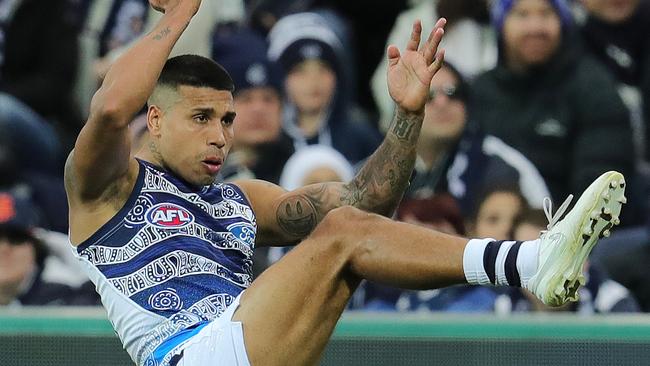 AFL Round 23. 24/08/2019.  Geelong v Carlton at GMHBA Stadium, Geelong.   Geelong Tim Kelly     . Pic: Michael Klein