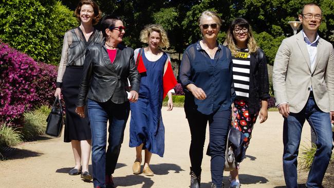 Sydney Mayor Clover Moore (second from left) pictured after her huge election win in September with fellow councillors. Picture: Jenny Evans