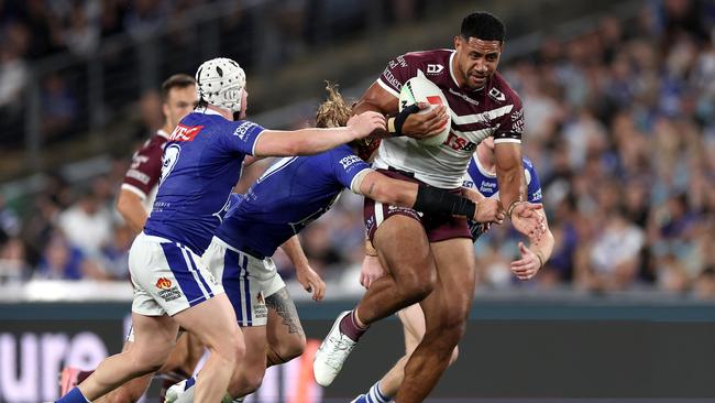 The Bulldogs forwards have vowed to bite back after they conceded they were dominated by the Sea Eagles on their home deck a fortnight ago. Picture: Cameron Spencer/Getty Images