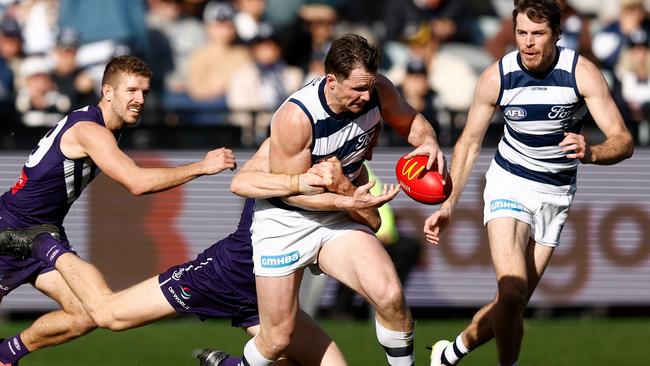 Patrick Dangerfield and the Cats need to lift their contest game in the midfield. Picture: Getty Images