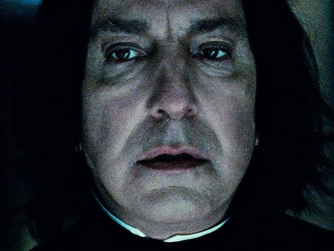 In this film publicity image released by Warner Bros. Pictures, Alan Rickman portrays Professor Severus Snape in a scene from Harry Potter and the Deathly Hallows: Part 2. (AP Photo/Warner Bros. Pictures)