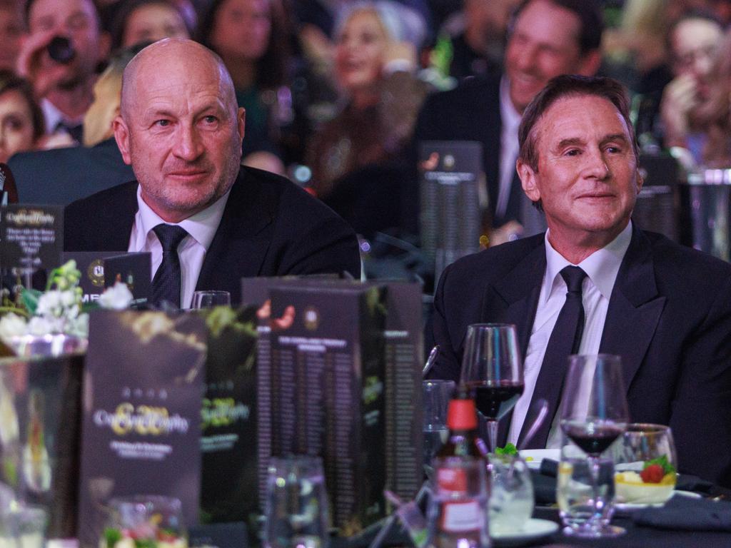 6/10/2023 CEO Craig Kelly with president Jeff Browne during the Copeland Trophy awards night at Crown. Aaron Francis / Herald Sun