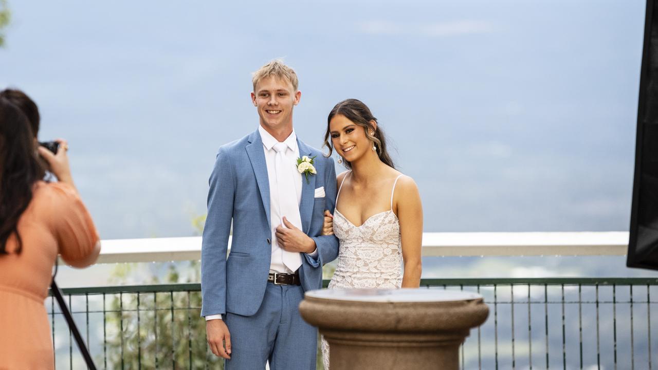 Joe Downs and partner Caitlin Bowen at St Mary's College formal at Picnic Point, Friday, March 24, 2023. Picture: Kevin Farmer