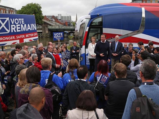 British Prime Minister David Cameron addresses Remainers in Bristol on the last day of campaigning. Picture: Geoff Caddick