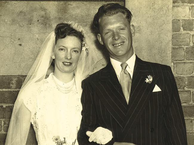 The Morgan twins’ father, Kay Morgan with their mother Beryl on their wedding day.