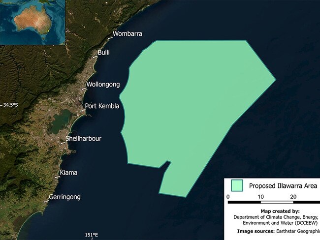 The Department of Climate Change, Energy the Environment and Water Illawarra wind farm. Proposed zone.