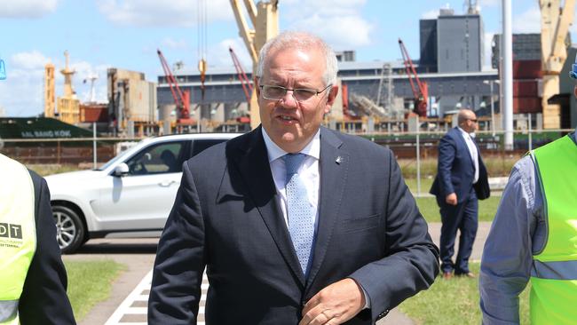 Prime Minister Scott Morrison tours The Port of Newcastle. Picture: NCA NewsWire/Peter Lorimer