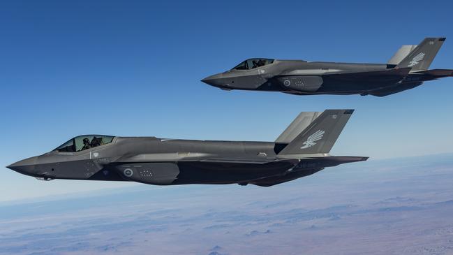 Two Australian F-35s over the Hopi Reservation, Arizona, USA.