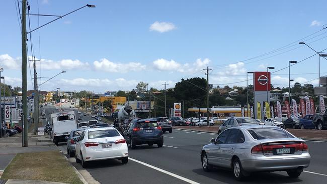 The proposed Northern Transitway may be include sacrificing car spaces outside several car yards along Gympie Road, Kedron and Chermside. Picture: Darren Cartwright