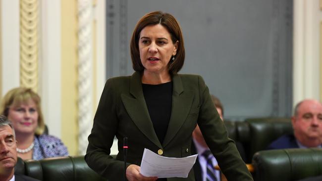 Queensland Leader of the Opposition Deb Frecklington speaks during Question Time at Parliament House in Brisbane. Picture: AAP