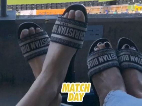 As English wickets tumble, the focus switches to the WAGs’ matching Dior slides. Picture: Instagram