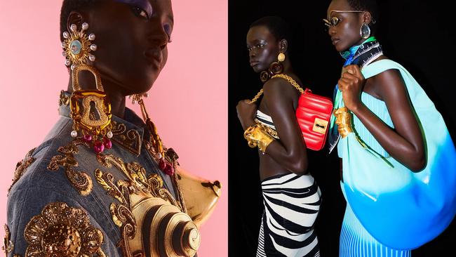 Backstage at Loewe’s spring/summer ‘24 show and Schiaparelli’s spring/summer ’25 show. Picture: Kuba Dabrowski, David Sims
