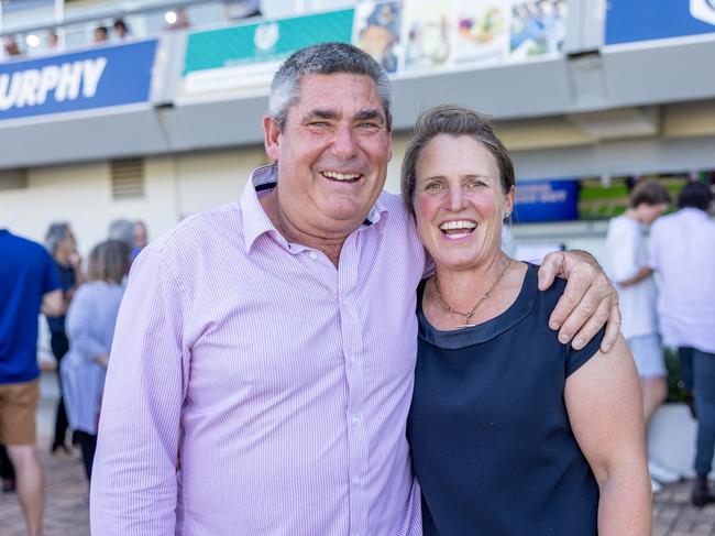 Dan Clarken and Oopy MacGillivray celebrate after The Map won the JRA Plate at Morphettville in February. Picture: Makoto Kaneko