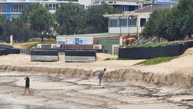 Aftermath on the sands at Kings Beach following erosion from major swell. Photo: Jason Cassidy