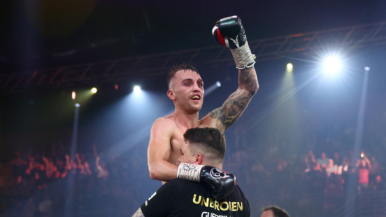 GOLD COAST, AUSTRALIA – JUNE 18: Sam Goodman celebrates defeating RaÃ¢â&#130;¬â&#132;¢eese Aleem during the IBF Super-Bantamweight world title eliminator bout at Gold Coast Convention and Entertainment Centre on June 18, 2023 in Gold Coast, Australia. (Photo by Chris Hyde/Getty Images)