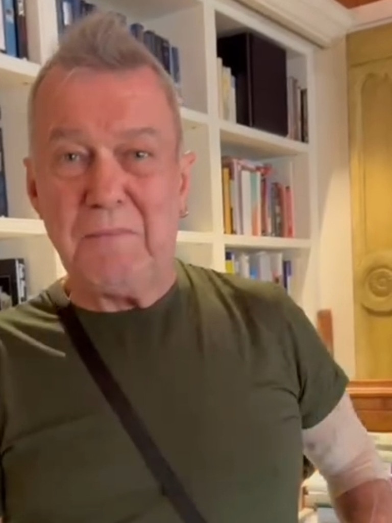 Jimmy Barnes has posted a video of himself being tethered to a drip on Instagram