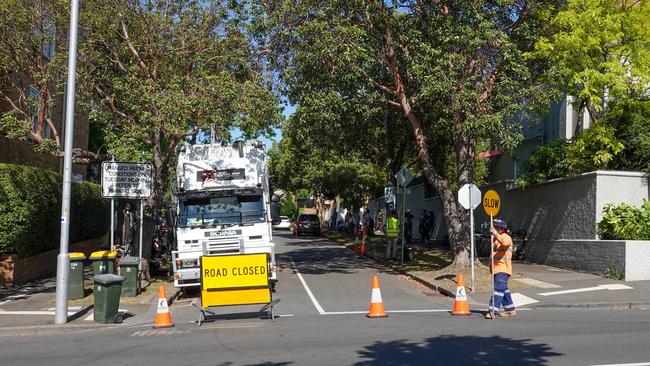 The road was closed while filming took place. Picture: Alex Coppel.