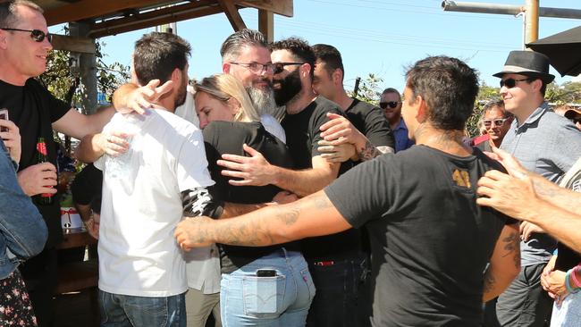 Joshua Mowat being remembered by family and friends on Saturday at Iron and Resin at Currumbin. Josh was killed last Sunday while riding his motorbike at Advancetown. Picture: Mike Batterham.