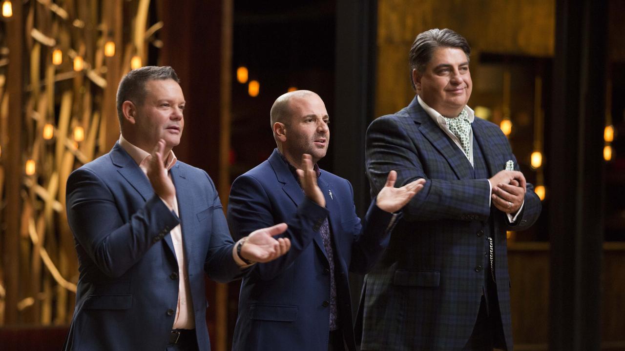 Calombaris (centre) in his MasterChef days with fellow judges Gary Mehigan and Matt Preston. Picture: Channel 10