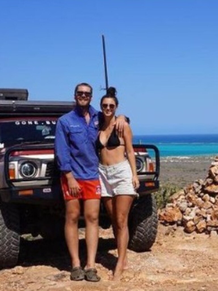 TikTok video by Chloe Peters and Harrison Davis shows them swarmed by flies at Coral Bay, garnering 2.5 million views. Picture: TikTok/our_aussielap