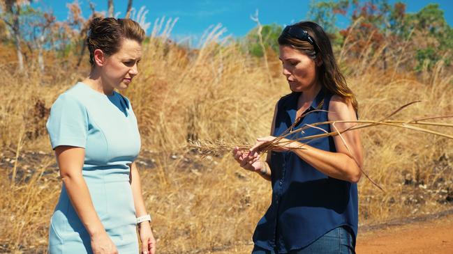 Opposition Leader Lia Finocchiaro with Gamba Grass Roots Alliance volunteer Tiana Bremner. Picture: Supplied