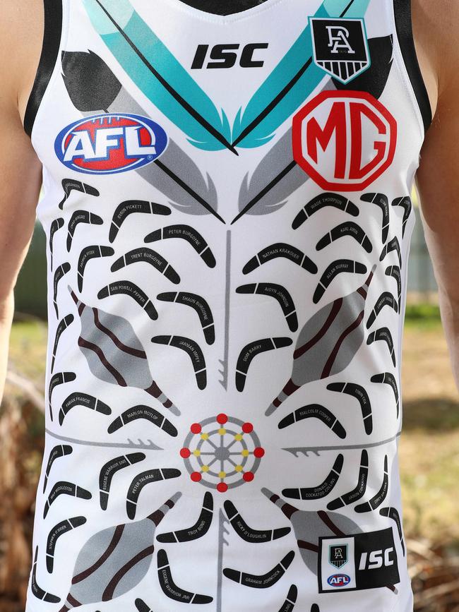 Port Adelaide’s 2020 indigenous jumper. Picture: Sarah Reed