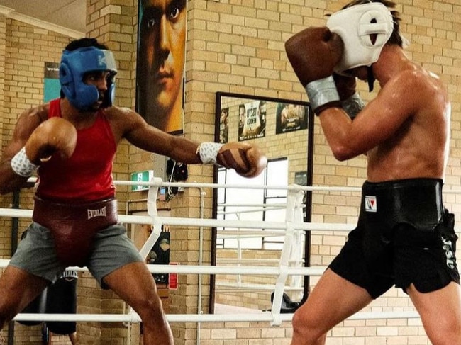 Sgroi sparring Nikita Tszyu. Picture: Supplied/Instagram