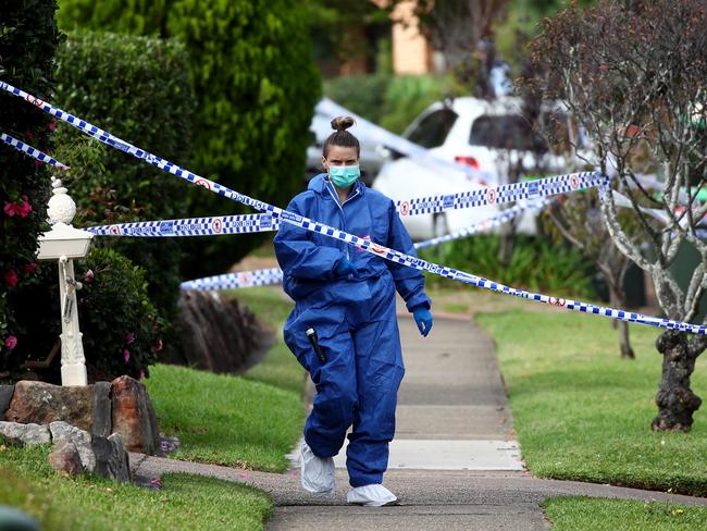 Police at the scene of an armed home invasion overnight. Picture: Toby Zerna