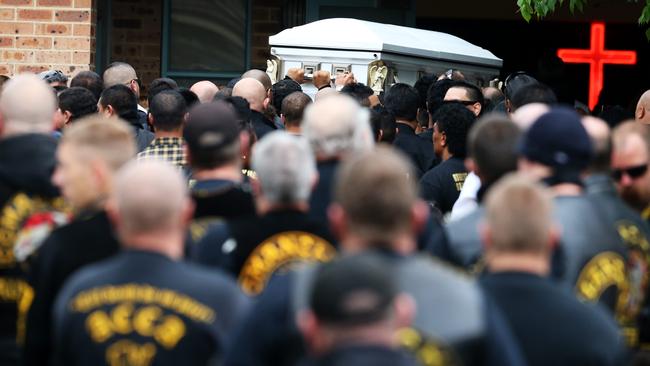 The funeral of comanchero bikie Faalau Pisu.