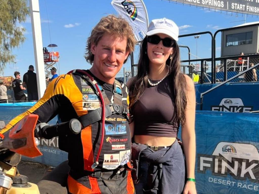 Jack Mentha and his partner at the last year's Finke Desert Rally. Picture: Jack Mentha Facebook.