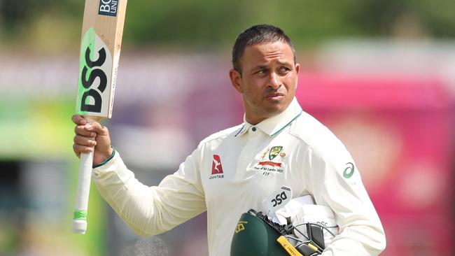 GALLE, SRI LANKA - JANUARY 30: Usman Khawaja of Australia walks off after he was dismissed for 232 runs during day two of the First Test match in the series between Sri Lanka and Australia at Galle International Stadium on January 30, 2025 in Galle, Sri Lanka.  (Photo by Robert Cianflone/Getty Images)