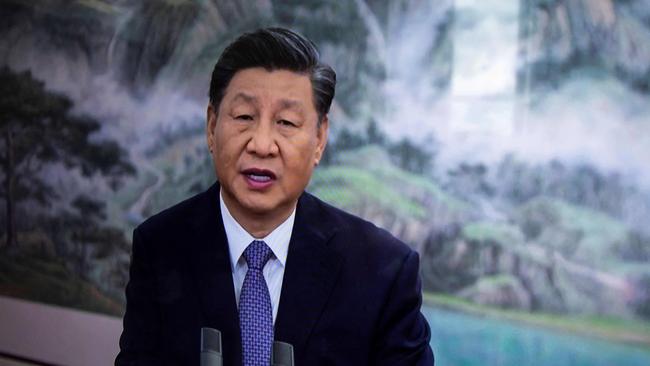 Chinese President Xi Jinping appears via video link during APEC CEO summit in Wellington, New Zealand. Picture: AFP