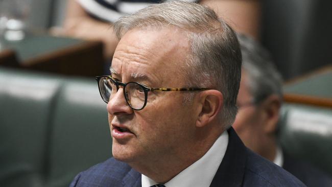 CANBERRA, AUSTRALIA - DECEMBER 15:  Prime Minister Anthony Albanese during the Treasury Laws Amendment (Energy Price Relief Plan) Bill in the House of Representatives at Parliament House in Canberra. Picture: NCA NewsWire / Martin Ollman