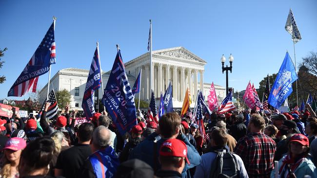 Supporters of US President Donald Trump rally at the US Supreme Courtin Washington, DC, on November 14. Picture: AFP