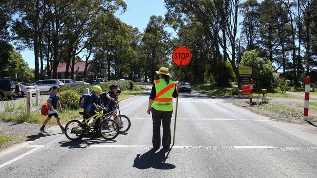 The crossing on Whittlesea-Kinglake Rd, outside Kinglake West Primary School. Picture: George Salpigtidis