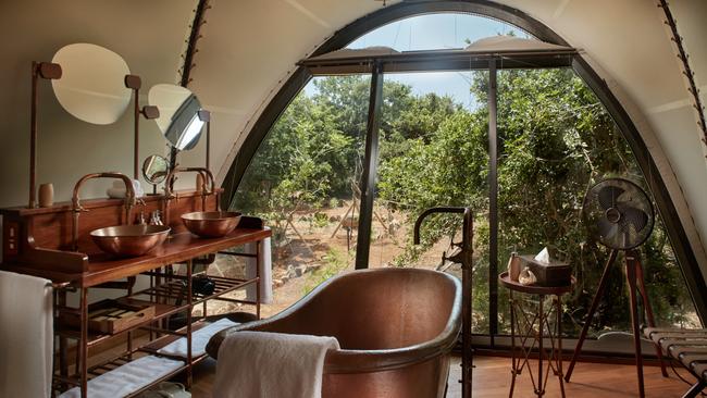 Bath-time: suite at Wild Coast Tented Lodge, Yala, Sri Lanka.