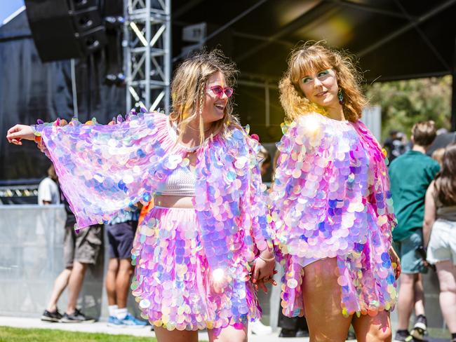 Haydays festival at Cornelian Bay on 27th December 2023. Sisters Ellise Bishop and Sasquin made dedicated outfits for HAYDAYS.Picture: Linda Higginson