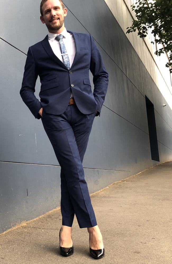 Sydney Mardi Gras Businessman Heads To Work In Suit And Heels News Com Au Australia S Leading News Site