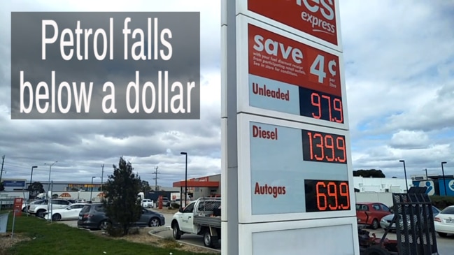 Petrol falls below a dollar