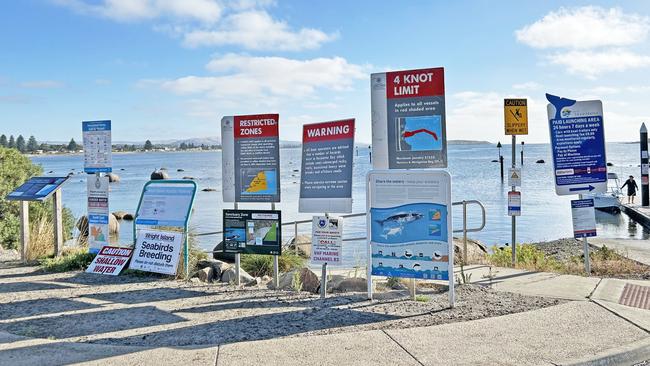 The extensive list of required reading at Encounter Bay boat ramp. Picture: Supplied