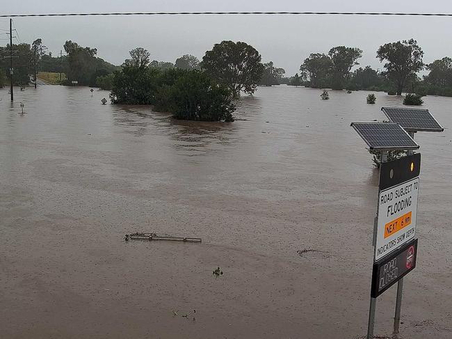 Multiple roads linking the Lockyer Valley Regions including Laidley and Gatton were cut off, with floodwaters as high as 3.2m. Picture: Lockyer Valley Regional Council