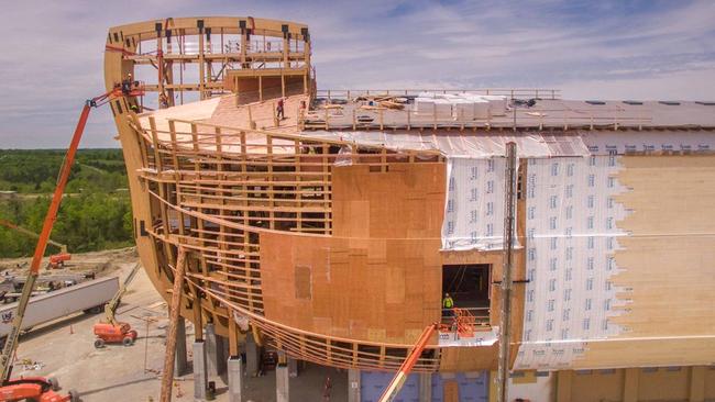 Biblical proportions: The ark is seven storeys high, about 200m long and is believed to the biggest timber-framed structure on the planet.<i> Picture: Channel 7</i>