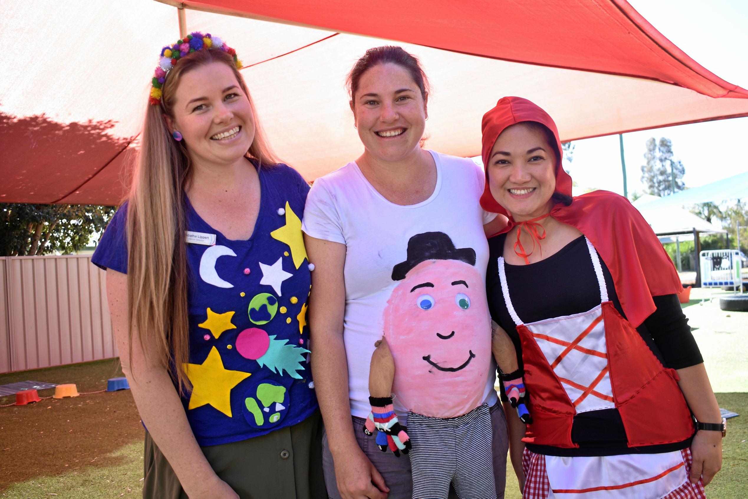 Tabitha Lippert, Christel Anderson and Marical San Andres from Goodstart Early Learning. Picture: Jorja McDonnell