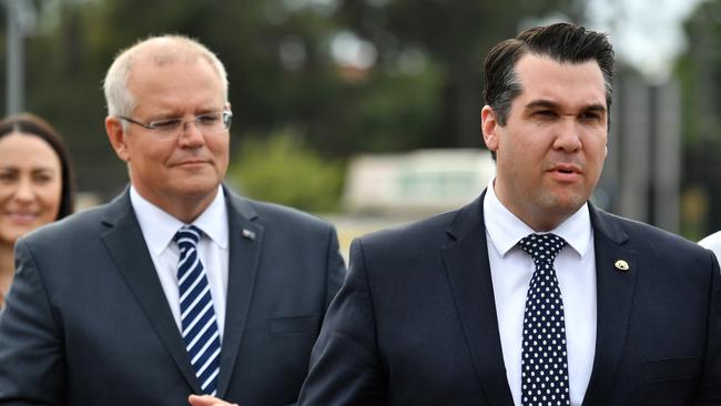 Prime Minister Scott Morrison and Liberal member for Deakin Michael Sukkar. Picture: Mick Tsikas