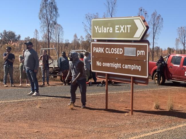 Traditional owners have blockaded the entrance to Uluru-Kata Tjuta National Park amid growing fears of travellers arriving from hotspots. Picture: Supplied