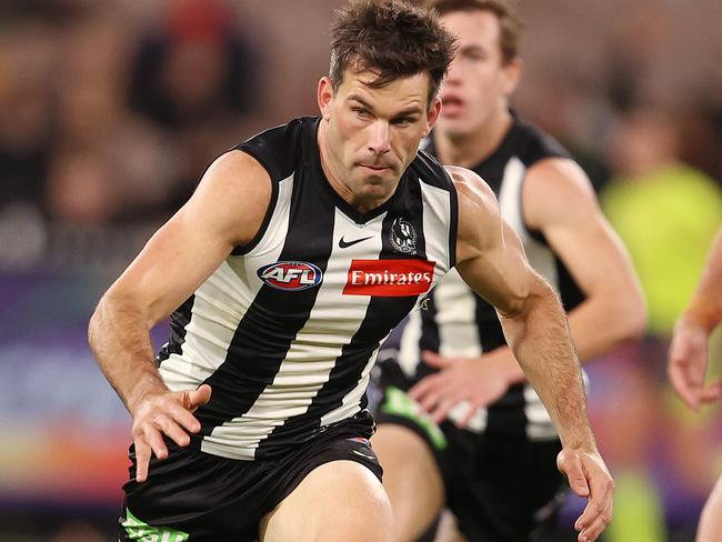 AFL Round 4.   10/04/2021.  Collingwood v Greater Western Sydney at the MCG.  Levi Greenwood of the Magpies    . Pic: Michael Klein