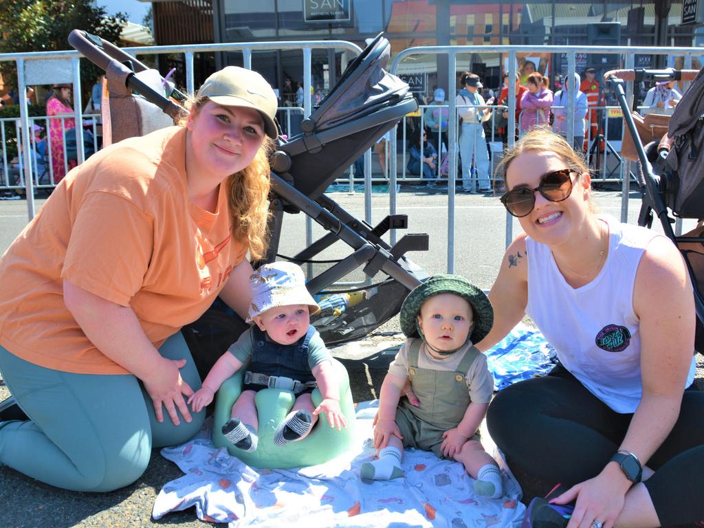 At the 2023 Grand Central Floral Parade are (from left) Amy Webb, Maverick Webb, Cooper Elton and Chelsey Elton. Picture: Rhylea Millar