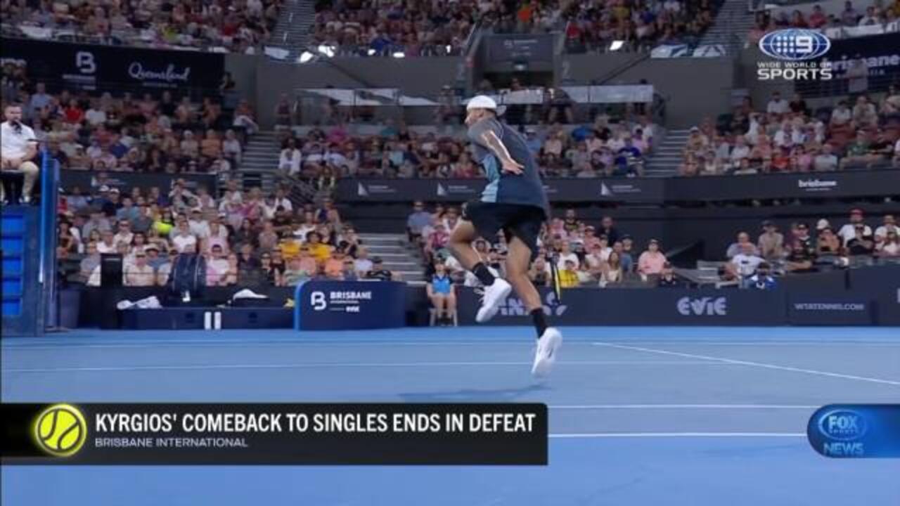 Kyrgios goes down in singles return