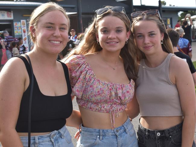Andie Lang, Bronte Sullivan and Aimee Wagner at the CQ Capras home games at Rockhamptonâ€™s Browne Park on March 26, 2022.