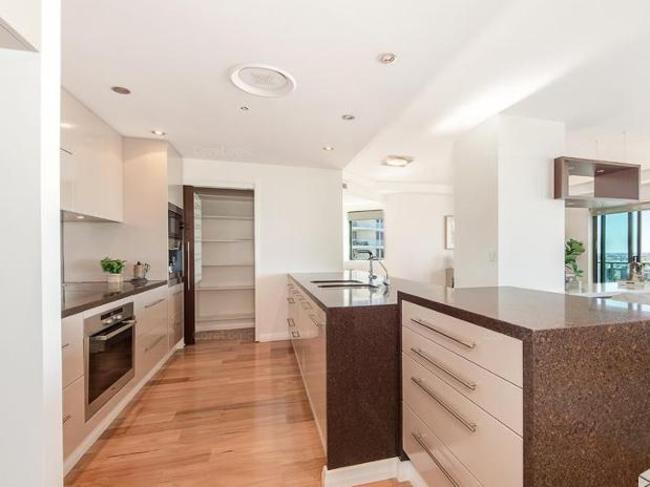 The open plan kitchen inside 149/35 Howard St, Brisbane. Picture: CoreLogic.